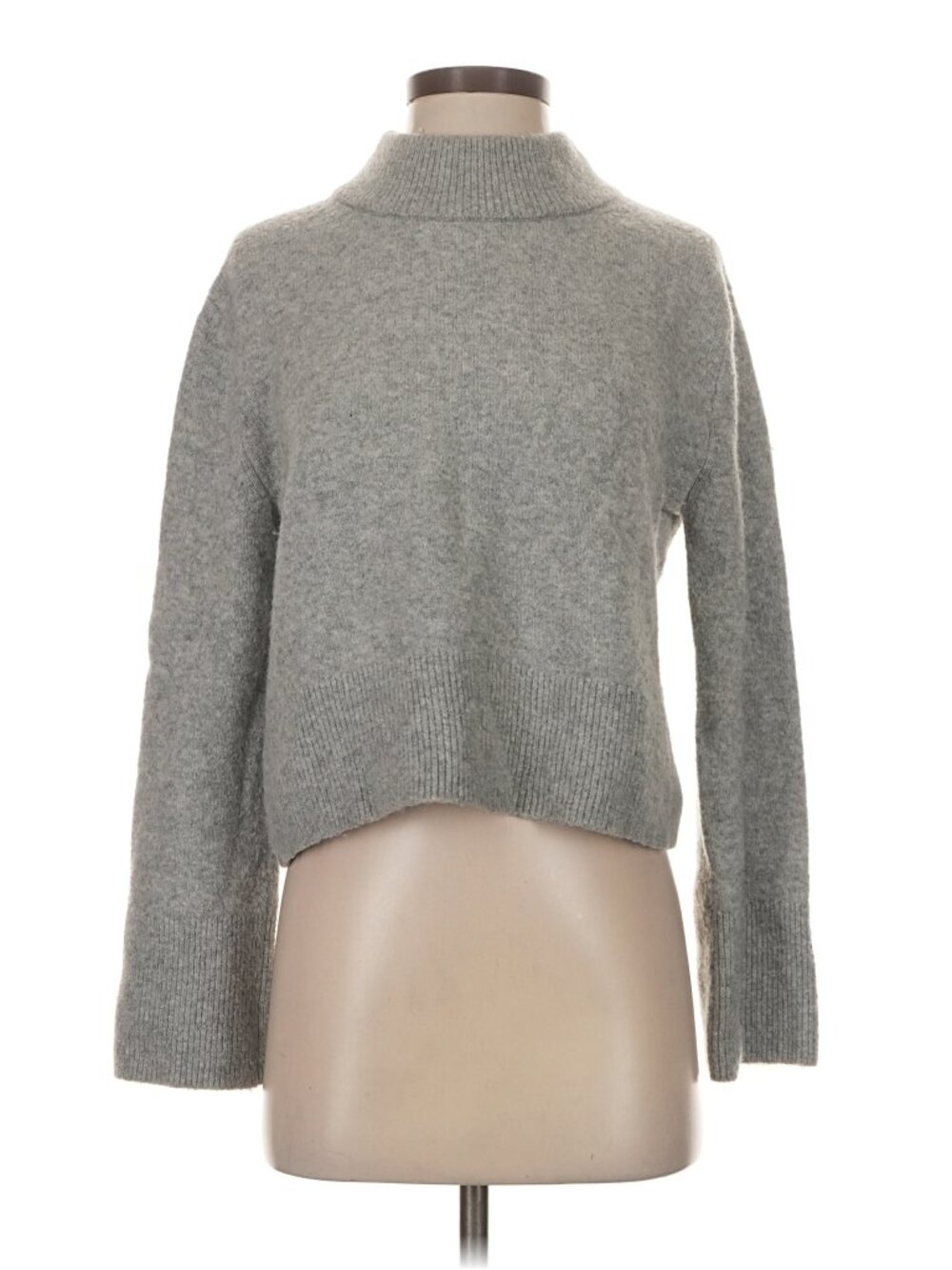 J Crew Grey Mockneck Bell Sleeve Cozy Sweater - small